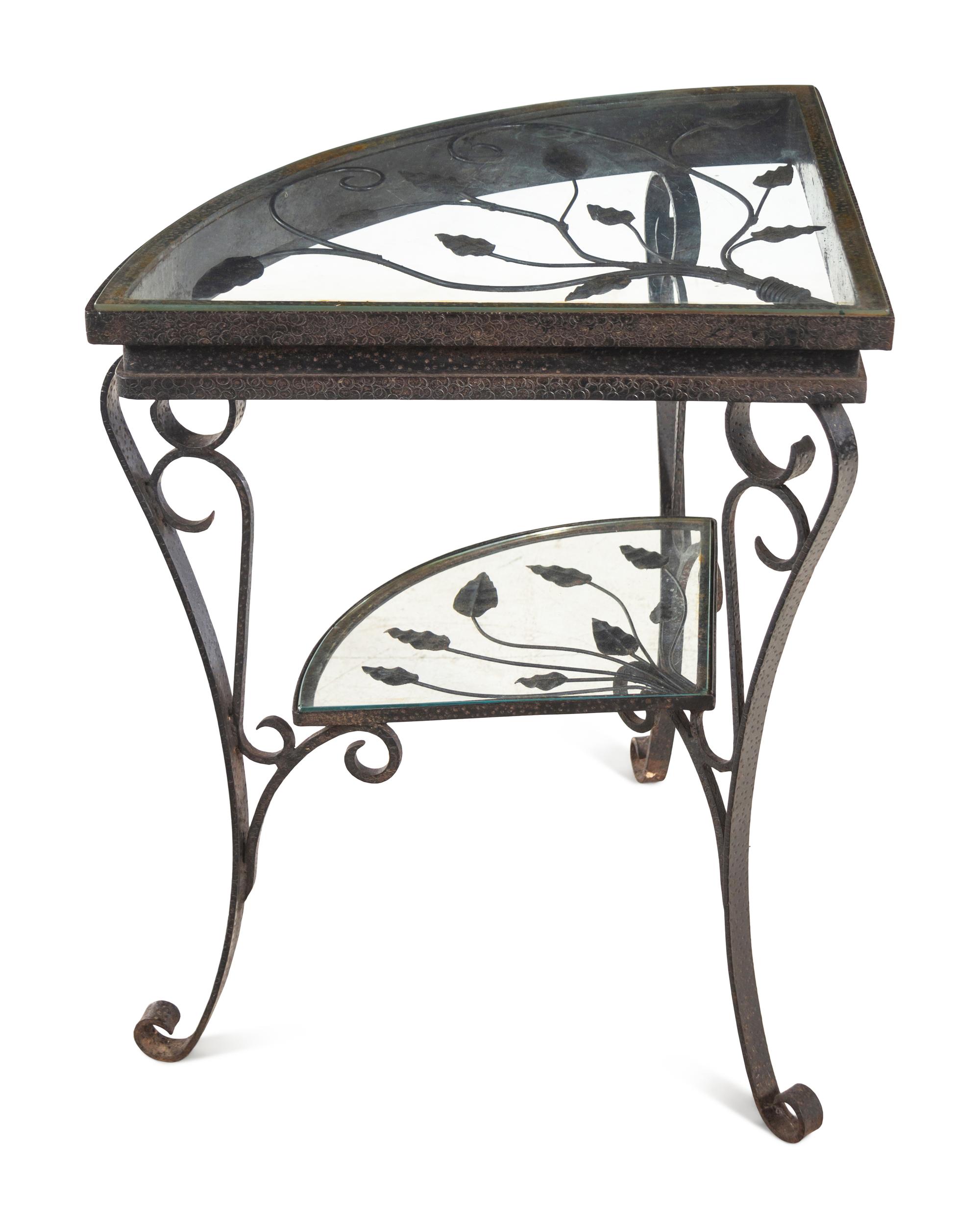 A Modern Iron and Glass Corner Table