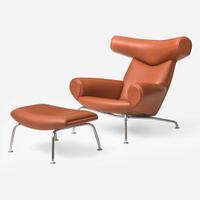 Hans Wegner (Danish, 1914-2007) Ox Chair, Model AP 46, and Ottoman, Model AP 49, Erik Jørgensen, Denmark, designed 1960, the present lot circa 2007