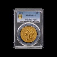 An 1850 Liberty Head $20 Gold Coin [PCGS AU55]
