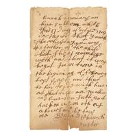 [Colonial America] Church, Benjamin. A Rare Autograph Document, Signed by Benjamin Church, America's First Ranger