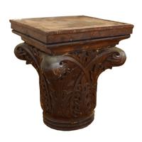 A Carved Wood Capital 10.5" W x 10.5" D x 12.5" H — United States, Late 19th Century