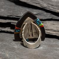 Edison Cummings (Diné, b. 1962) — Large Silver and Multi-stone Ring