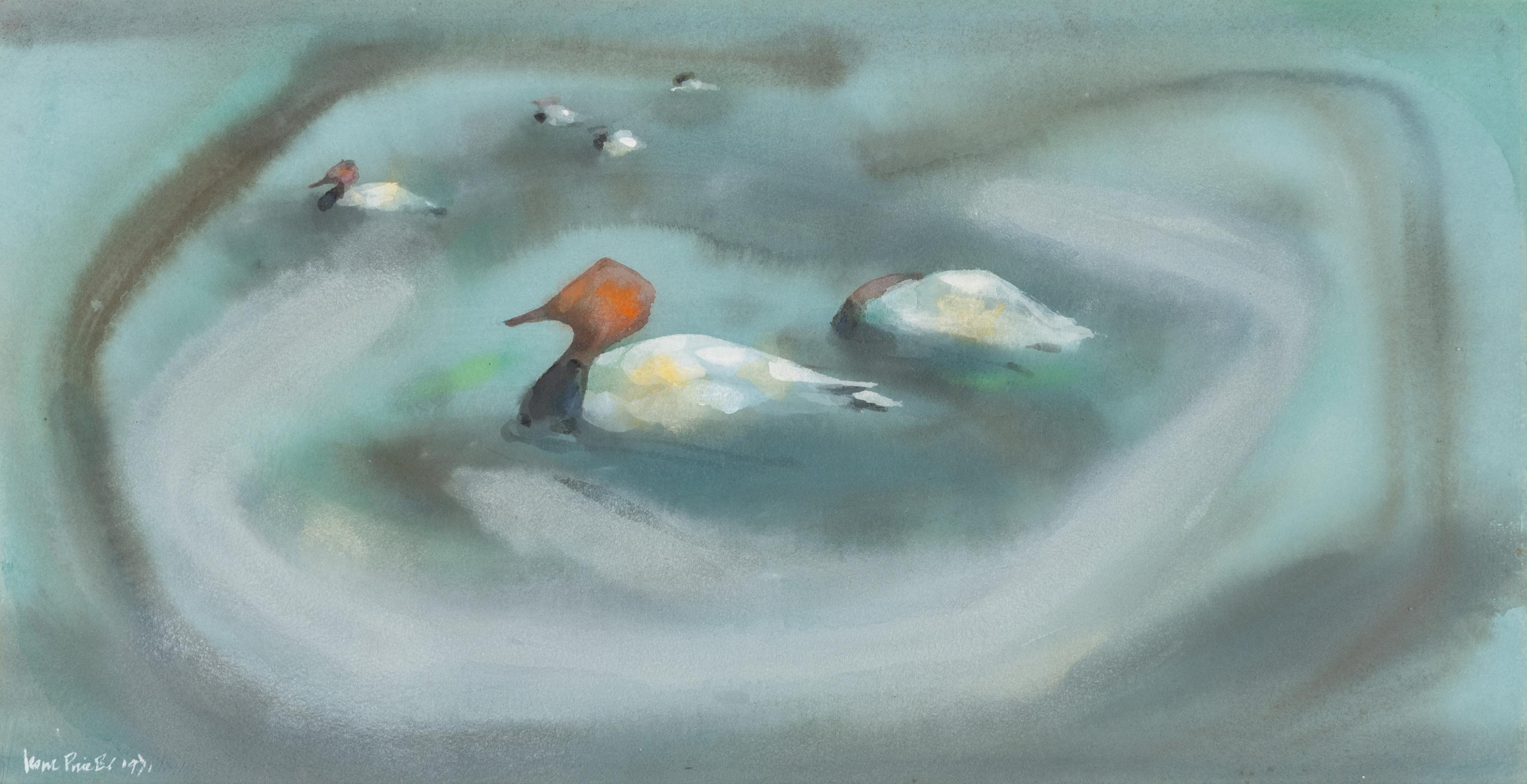 Karl Priebe (American, 1914-1976) — Untitled (Hooded Duck), 1954 and Untitled (Ducks), 1971 (a pair of works)