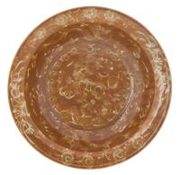 A Large Swatow Slip Decorated Brown Glazed Porcelain Charger Diameter 16 inches. — MING DYNASTY, SECOND HALF OF 16TH CENTURY