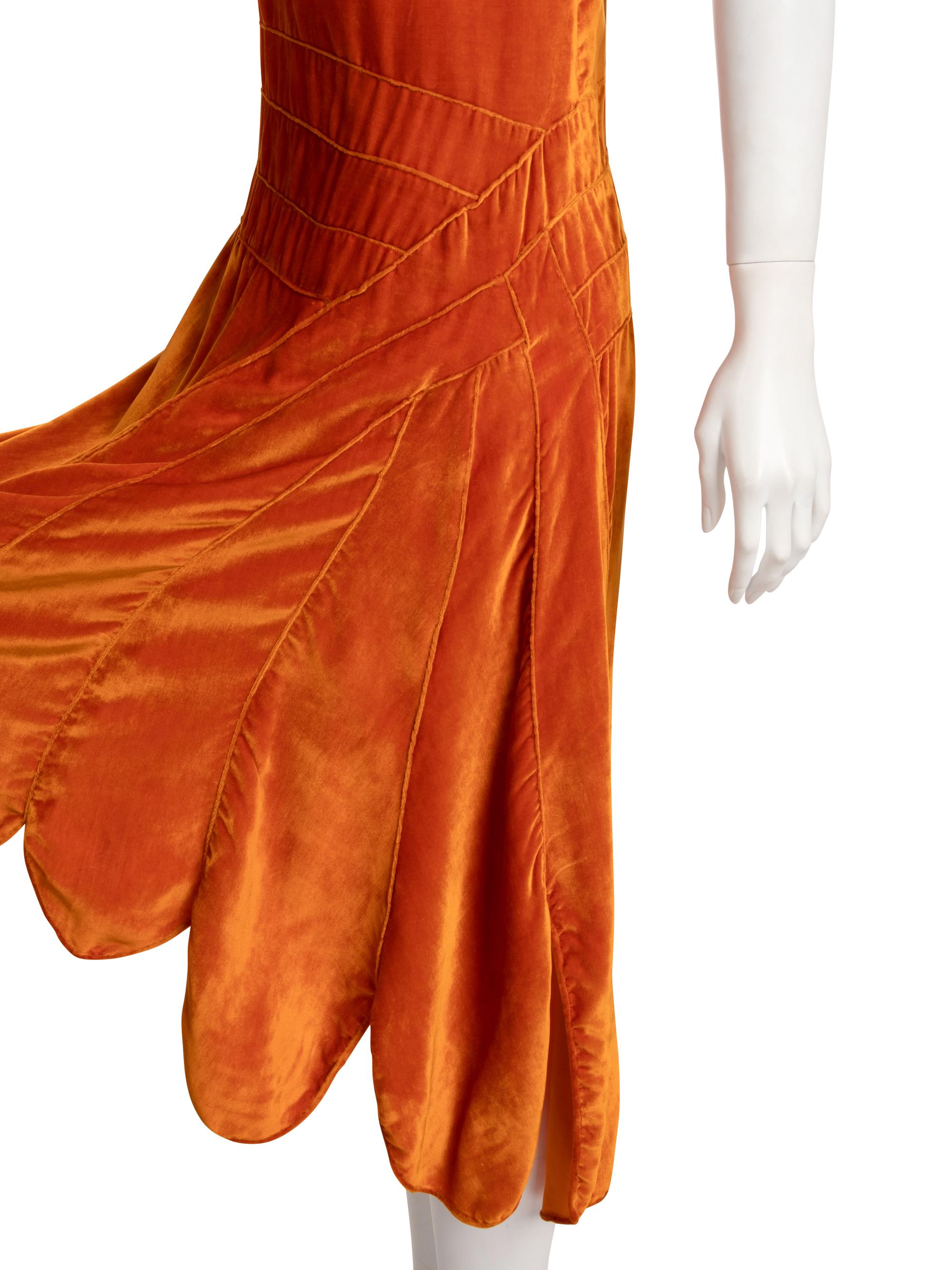Two Velvet Pieces: One Coat Trimmed in Fur, One Velvet Dress, 1920s