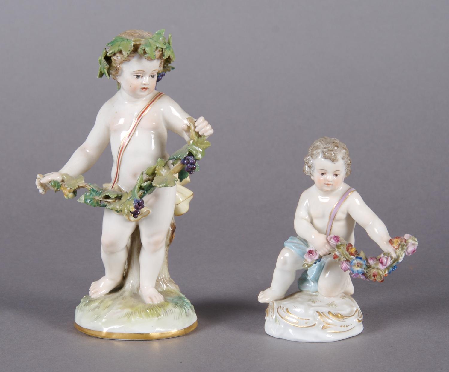 A Group of Two Meissen Porcelain Figures, Height of tallest 5 1/8 inches.