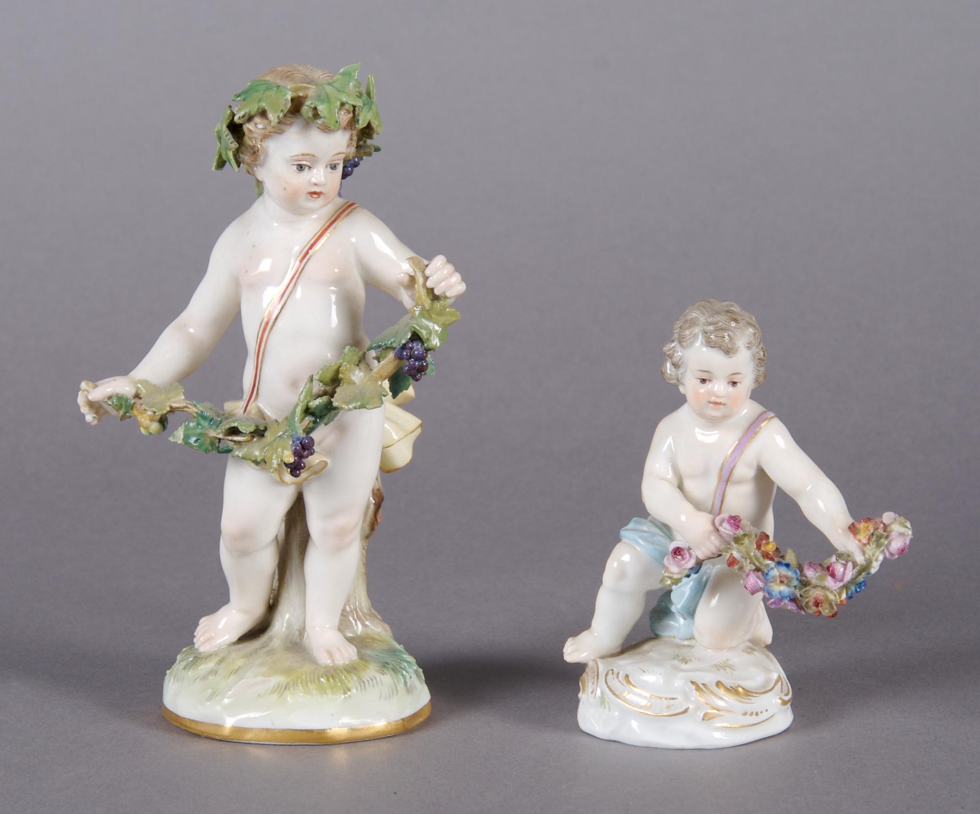 A Group of Two Meissen Porcelain Figures, Height of tallest 5 1/8 inches.