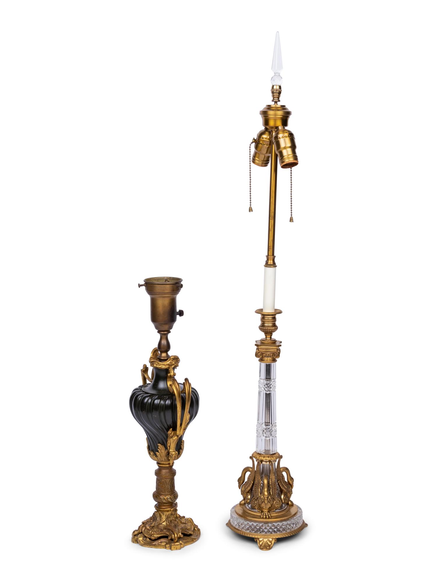 Two Continental Gilt Bronze Mounted Table Lamps