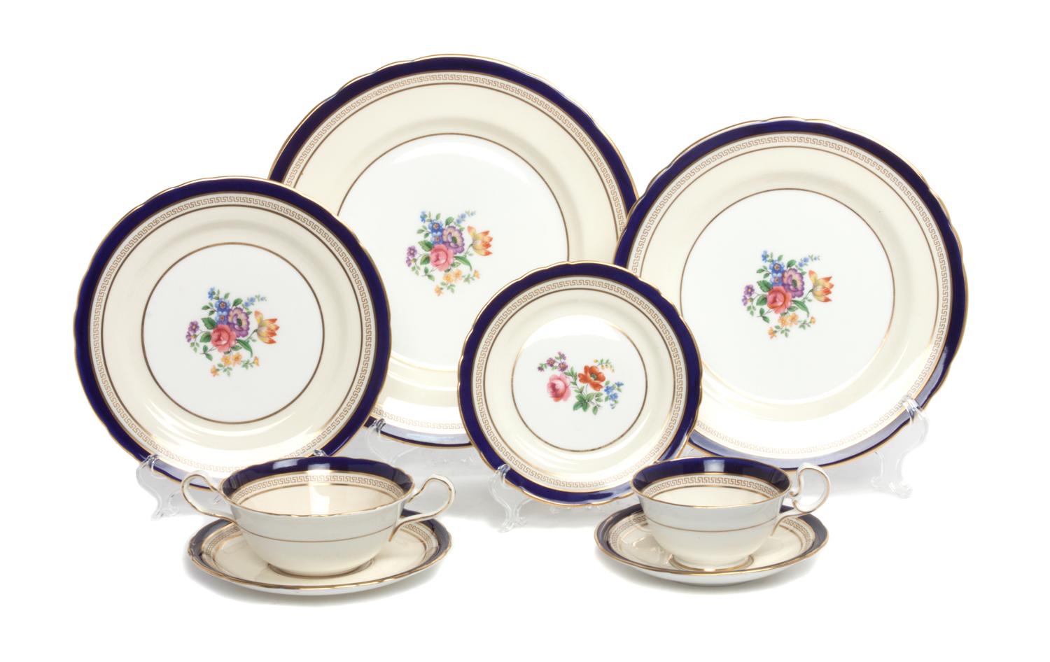An Endsley Porcelain Partial Dinnerware Service for Twelve Diameter of first 10 1/4 inches.