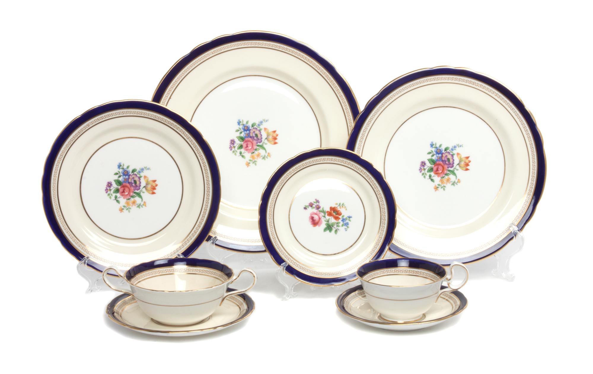 An Endsley Porcelain Partial Dinnerware Service for Twelve Diameter of first 10 1/4 inches.