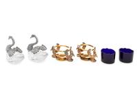 Two Pairs of Continental Swan-Form Salt Cellars