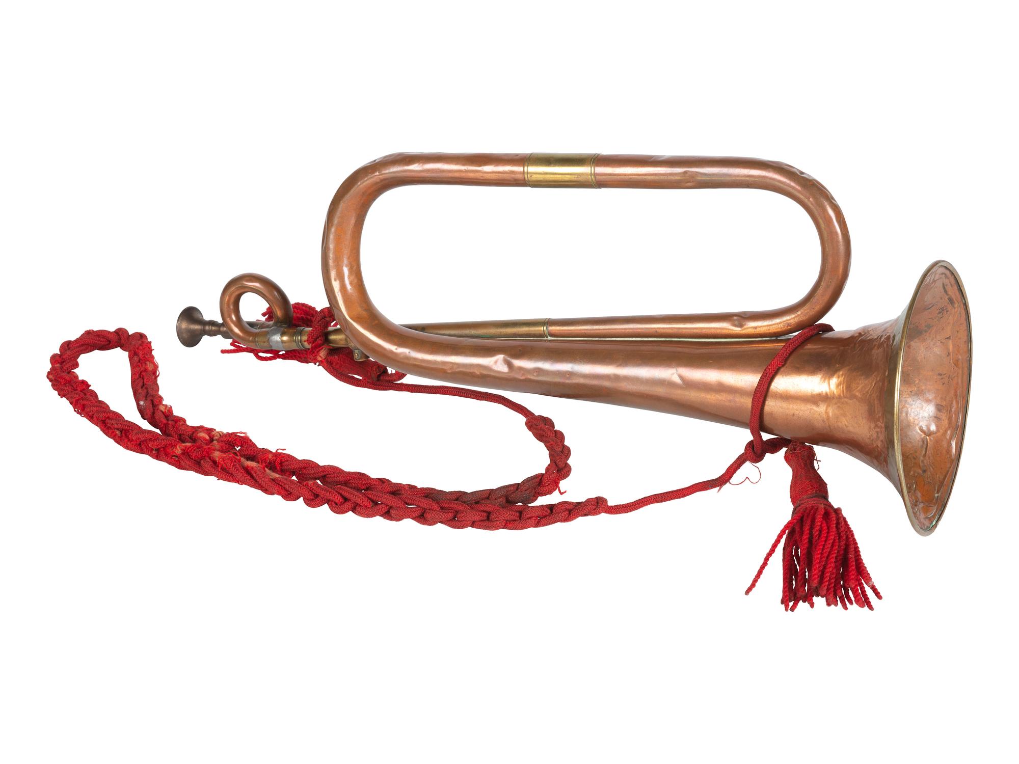 [CIVIL WAR]. Bugle with artillery cords, ca 1860s.