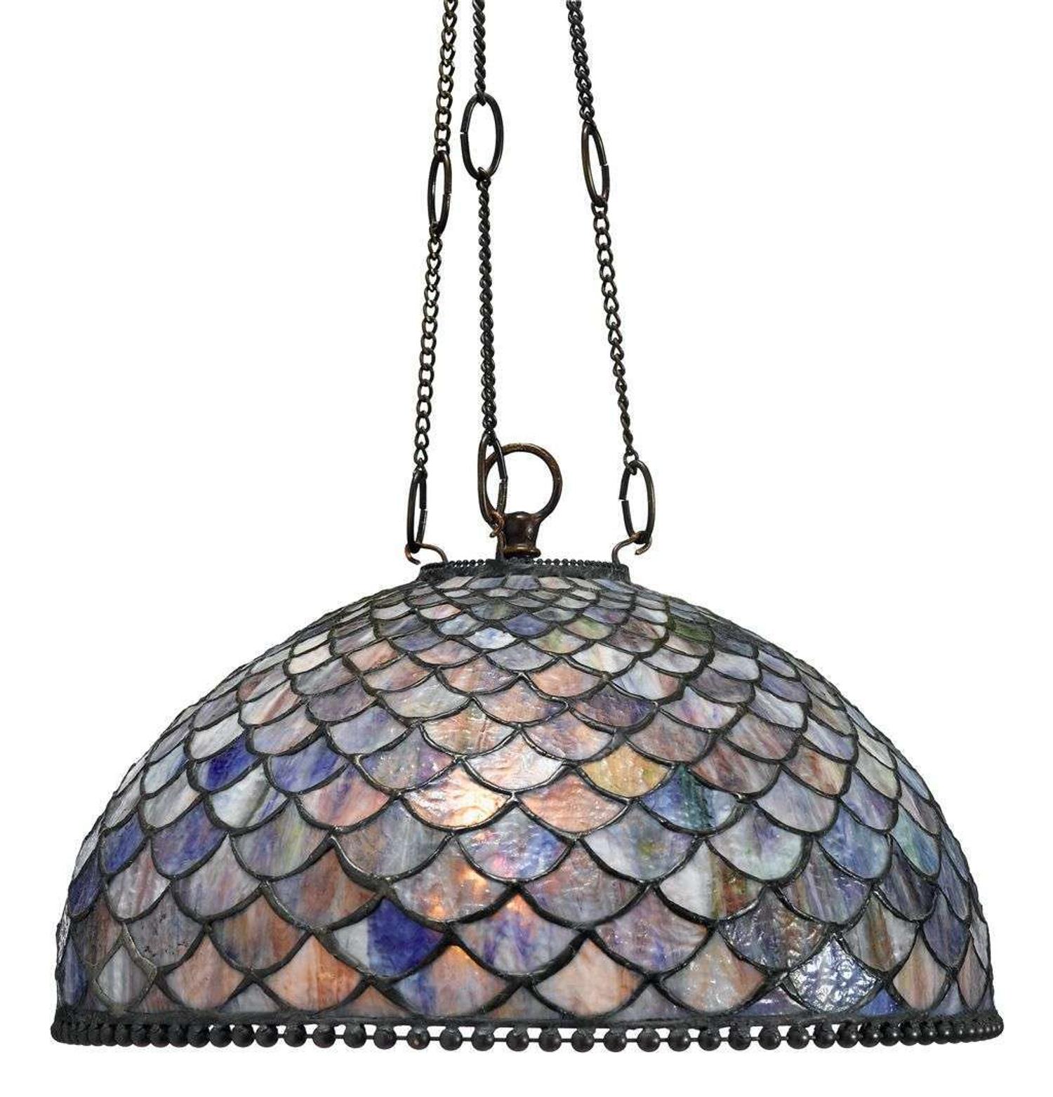 Tiffany-style leaded glass chandelier 20th century