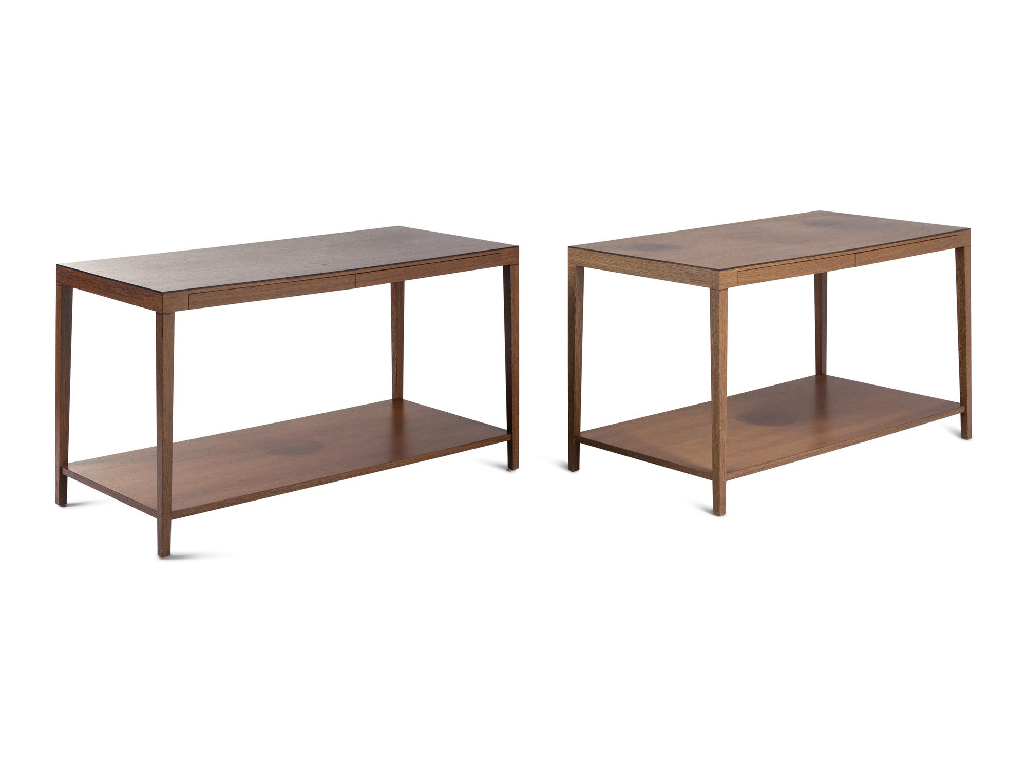 A Pair of Contemporary Hardwood Console Tables in the Style of Jean Michel Frank