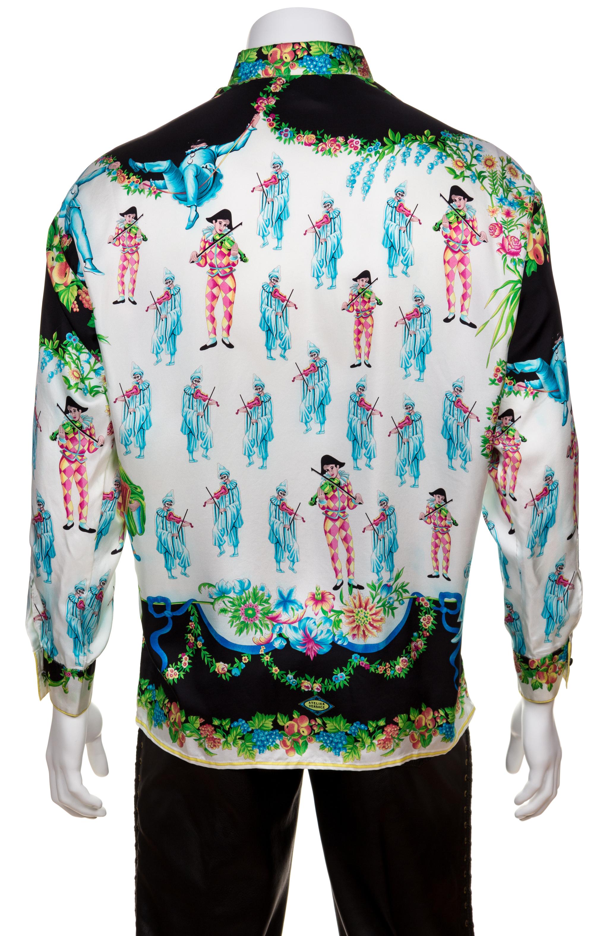 A Gianni Versace Silk Atelier Print Shirt, Size 48.