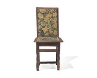 A Charles II Oak Backstool with Early Petit Point Upholstery, Second Half 17th Century