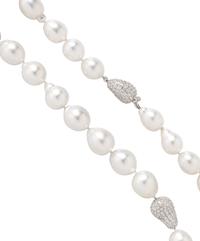 CULTURED SOUTH SEA BAROQUE PEARL AND DIAMOND NECKLACE