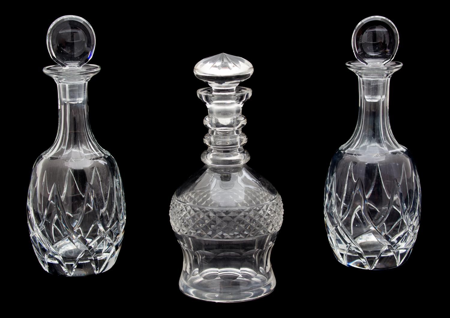 Three Cut Glass Decanters Height of taller 8 1/4 inches. — 20TH CENTURY