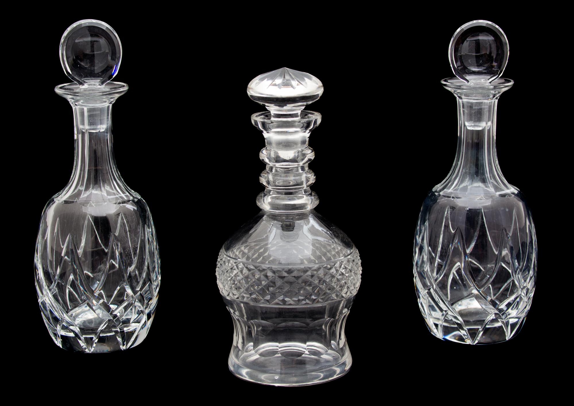 Three Cut Glass Decanters Height of taller 8 1/4 inches. — 20TH CENTURY