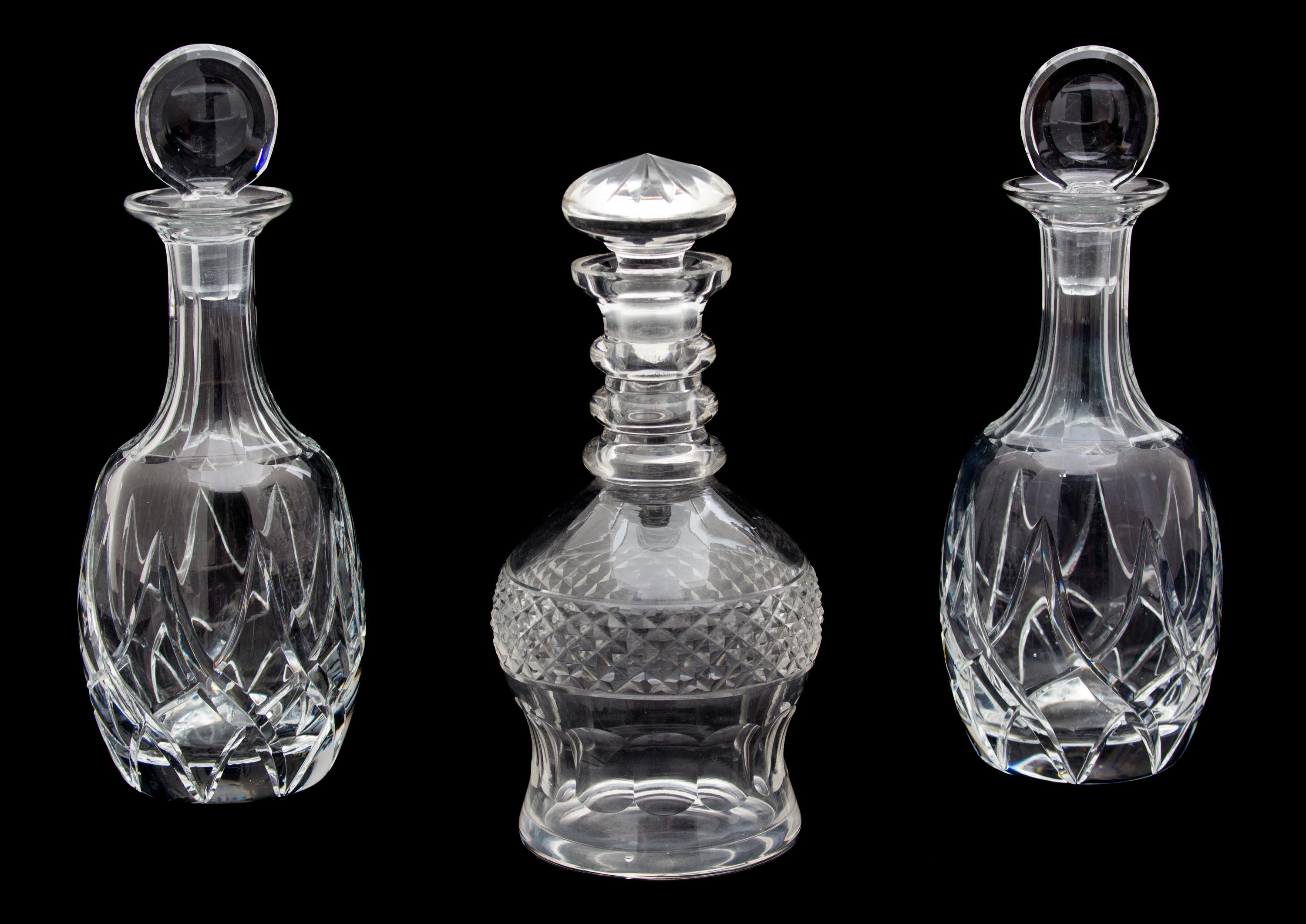 Three Cut Glass Decanters Height of taller 8 1/4 inches. — 20TH CENTURY