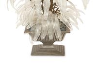 A Pair of Silvered Metal Urns with Glass Foliage