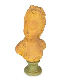 A French Terracotta Portrait Bust of Young Girl — 20TH CENTURY