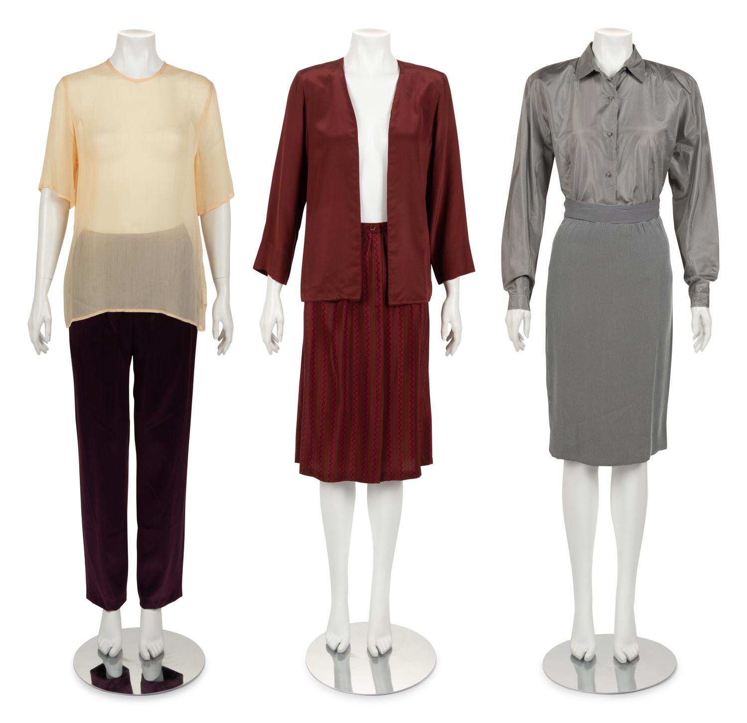 Collection of Five Designer Separates: One Giorgio Armani Blouse, One Calvin Klein Shirt, One Calvin Klein Skirt, One Calvin Klein Two-Piece Ensemble, One Pair Calvin Klein Pants, 1990s