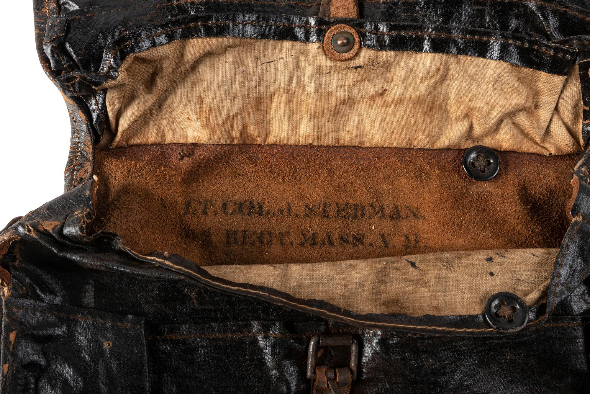 [CIVIL WAR]. CDV and leather haversack identified to Union Lieutenant Colonel Joseph Stedman, 42nd Massachusetts Regiment Volunteer Militia. Previously acquired from the Property of Norm Flayderman.