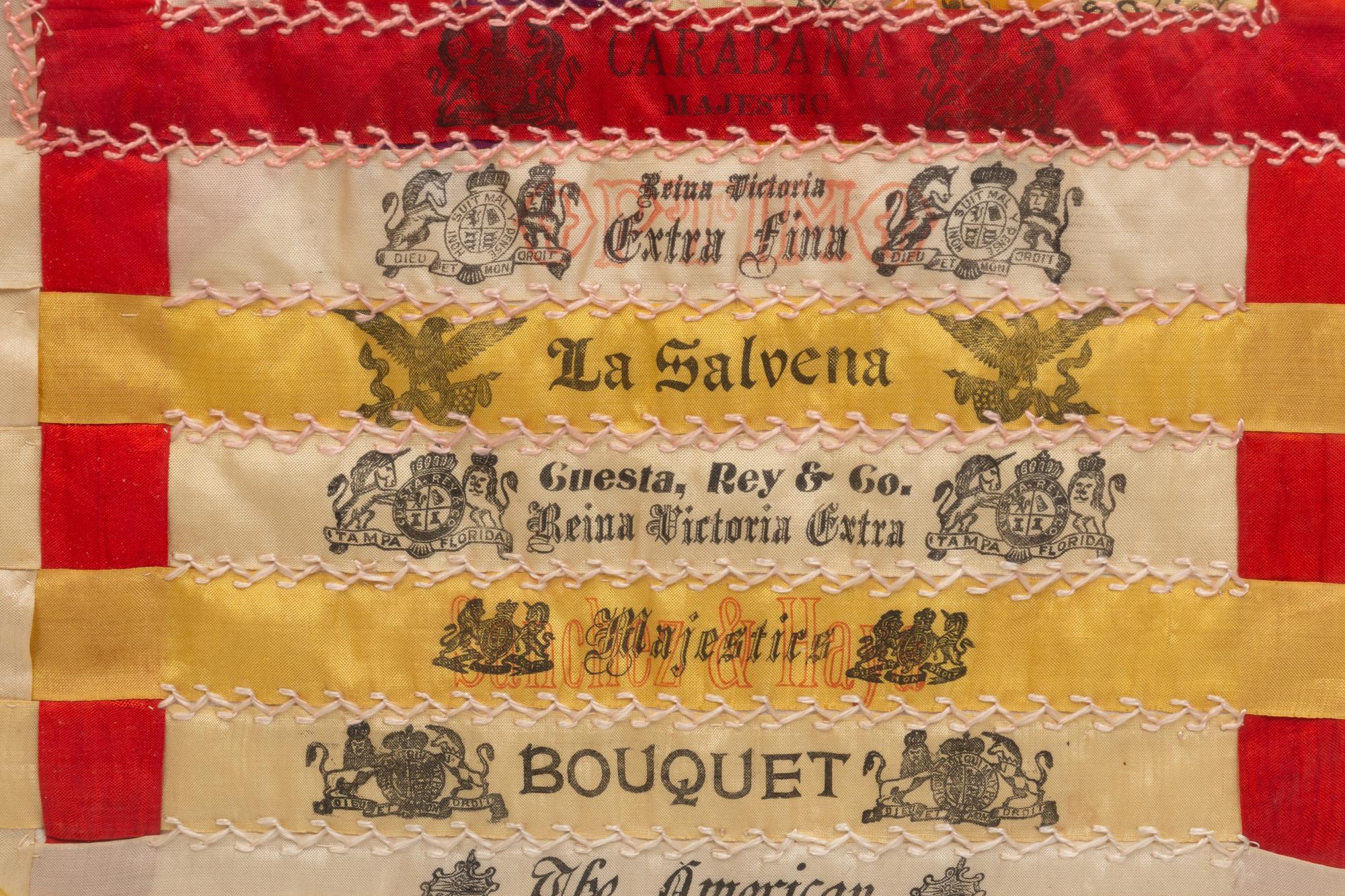 A Folk Art Silk Cigar Ribbon Display