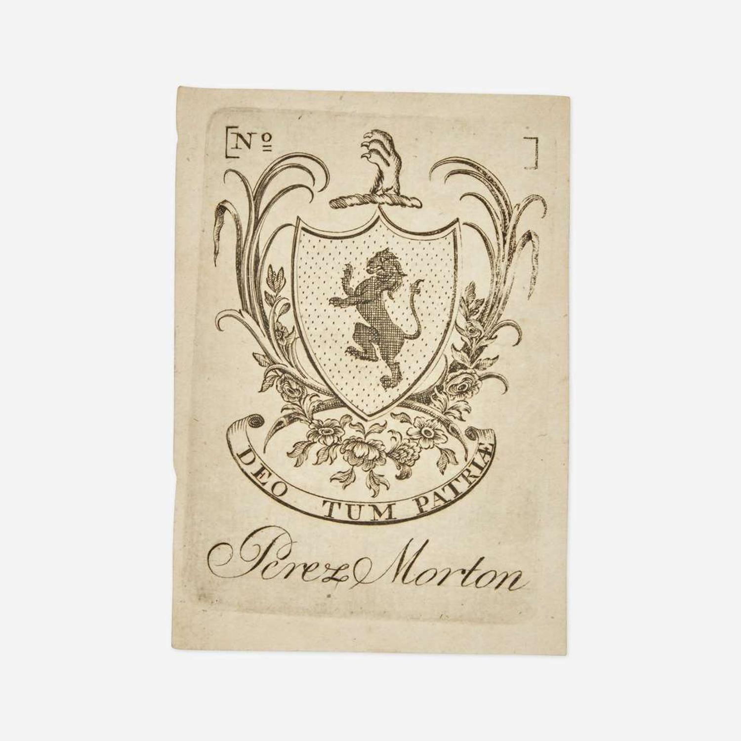 [Americana] [Revere, Paul] Morton, Perez Printed Book-Plate and Cut Signature
