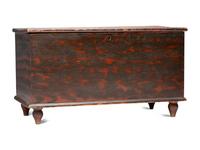 A Country Diminutive Grain Painted Poplar Blanket Chest