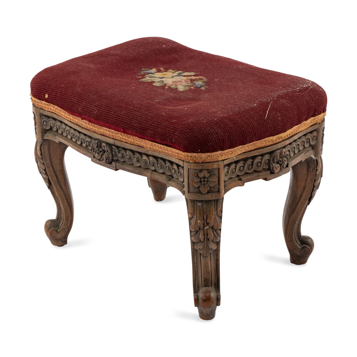 A Louis XVI Carved Walnut Tabouret