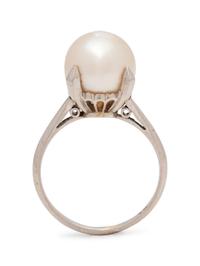 A Platinum and Cultured Pearl Ring,