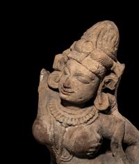 An Indian Red Sandstone Figure of a Female Deity