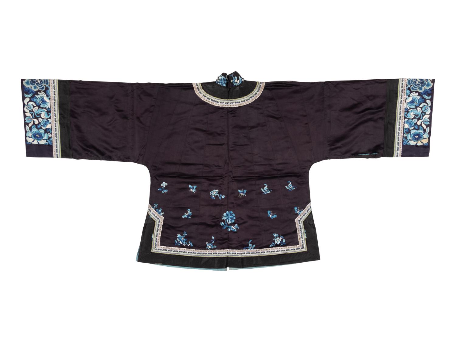 Two Black Ground Embroidered Silk Lady's Coats