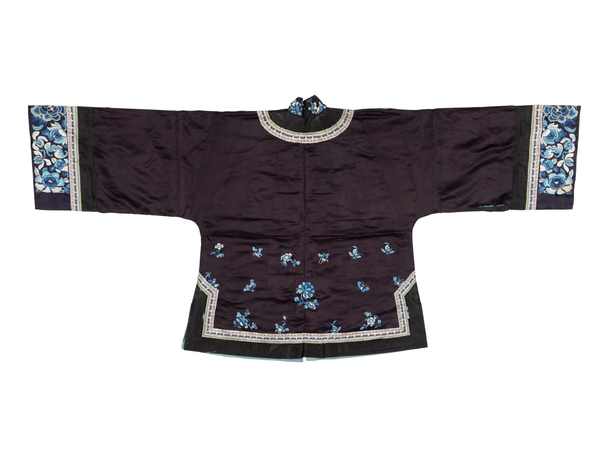 Two Black Ground Embroidered Silk Lady's Coats