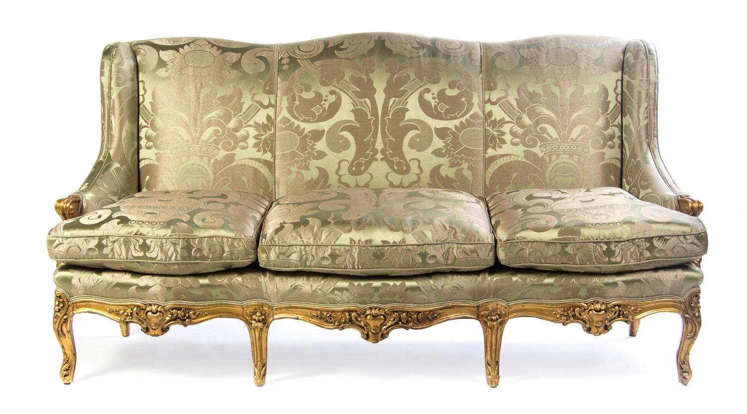 A Louis XV Style Giltwood Canape, 20TH CENTURY, Height 44 x width 87 x depth 38 inches. — 20TH CENTURY,