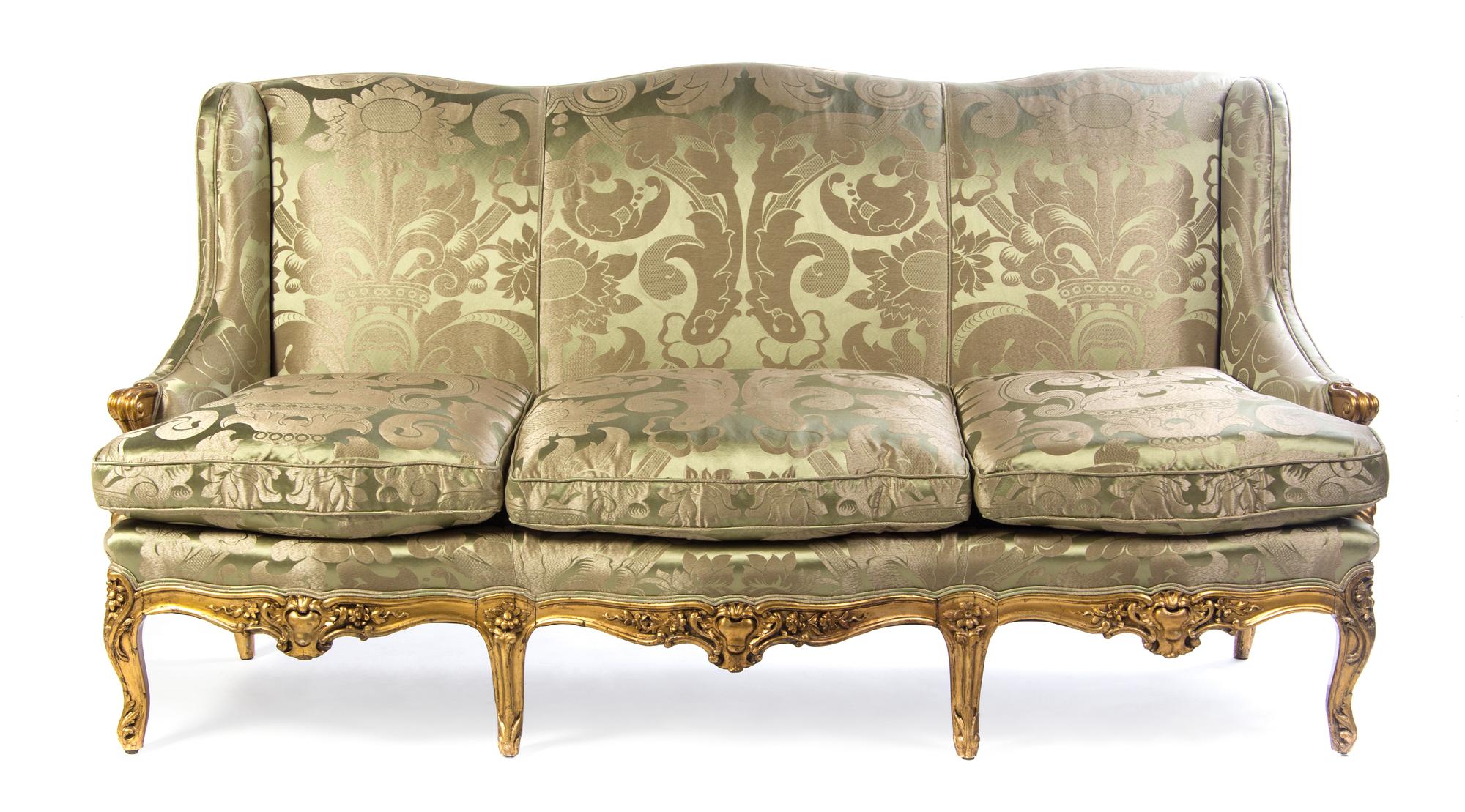 A Louis XV Style Giltwood Canape, 20TH CENTURY, Height 44 x width 87 x depth 38 inches. — 20TH CENTURY,