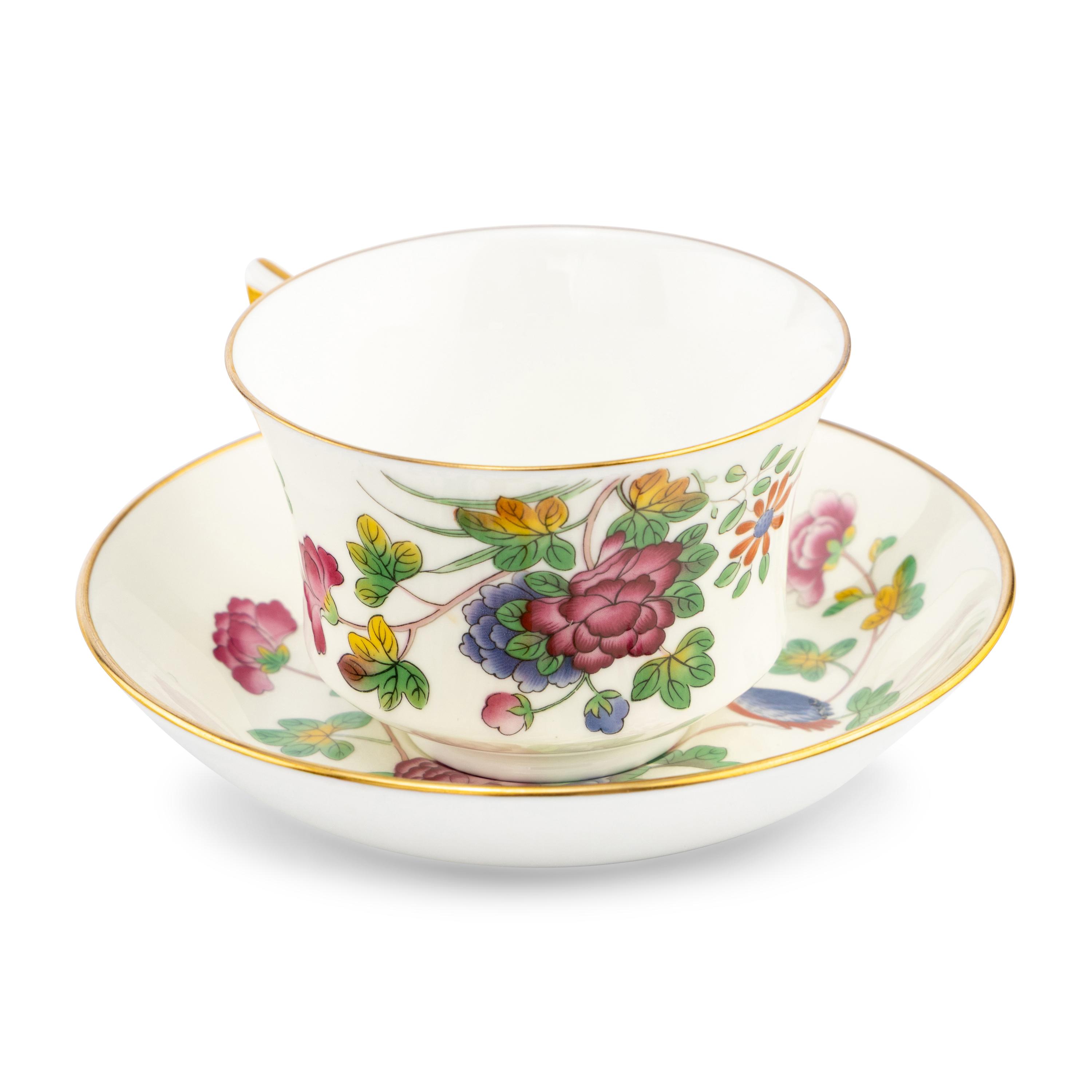 A Set of Twelve Wedgwood Cuckoo Porcelain Teacups and Saucers