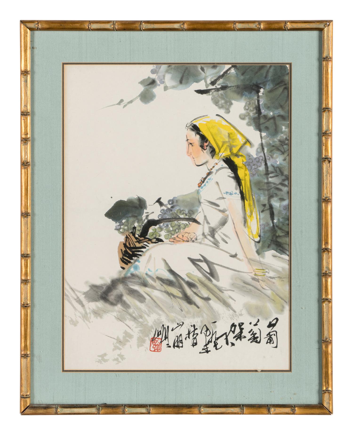 A Qi Baishi Print and Two Paintings