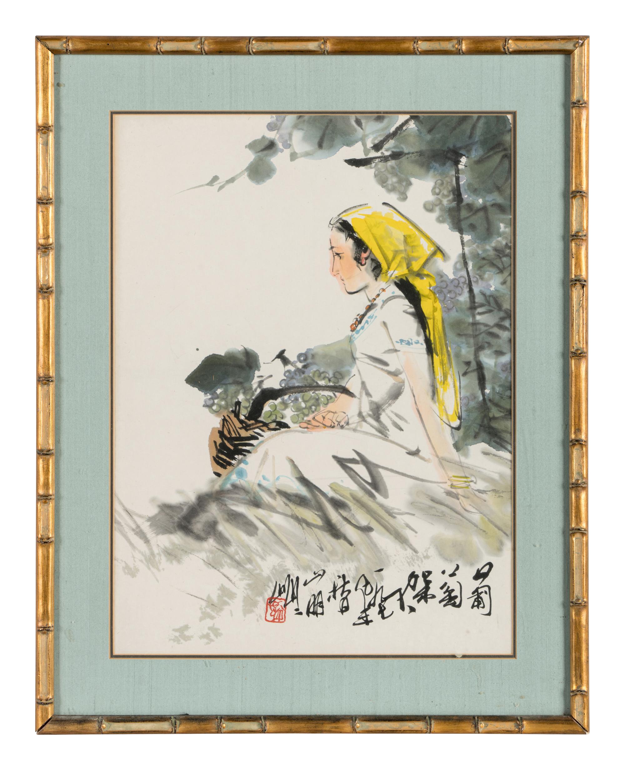 A Qi Baishi Print and Two Paintings