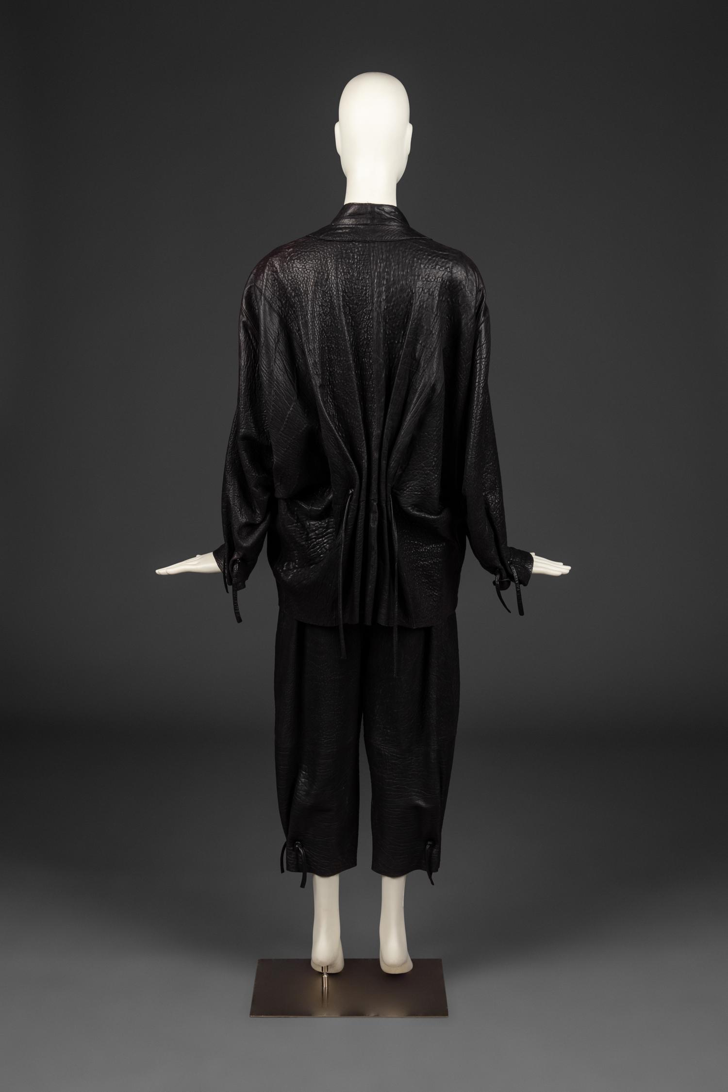 Issey Miyake Black Leather Ensemble, 1980s