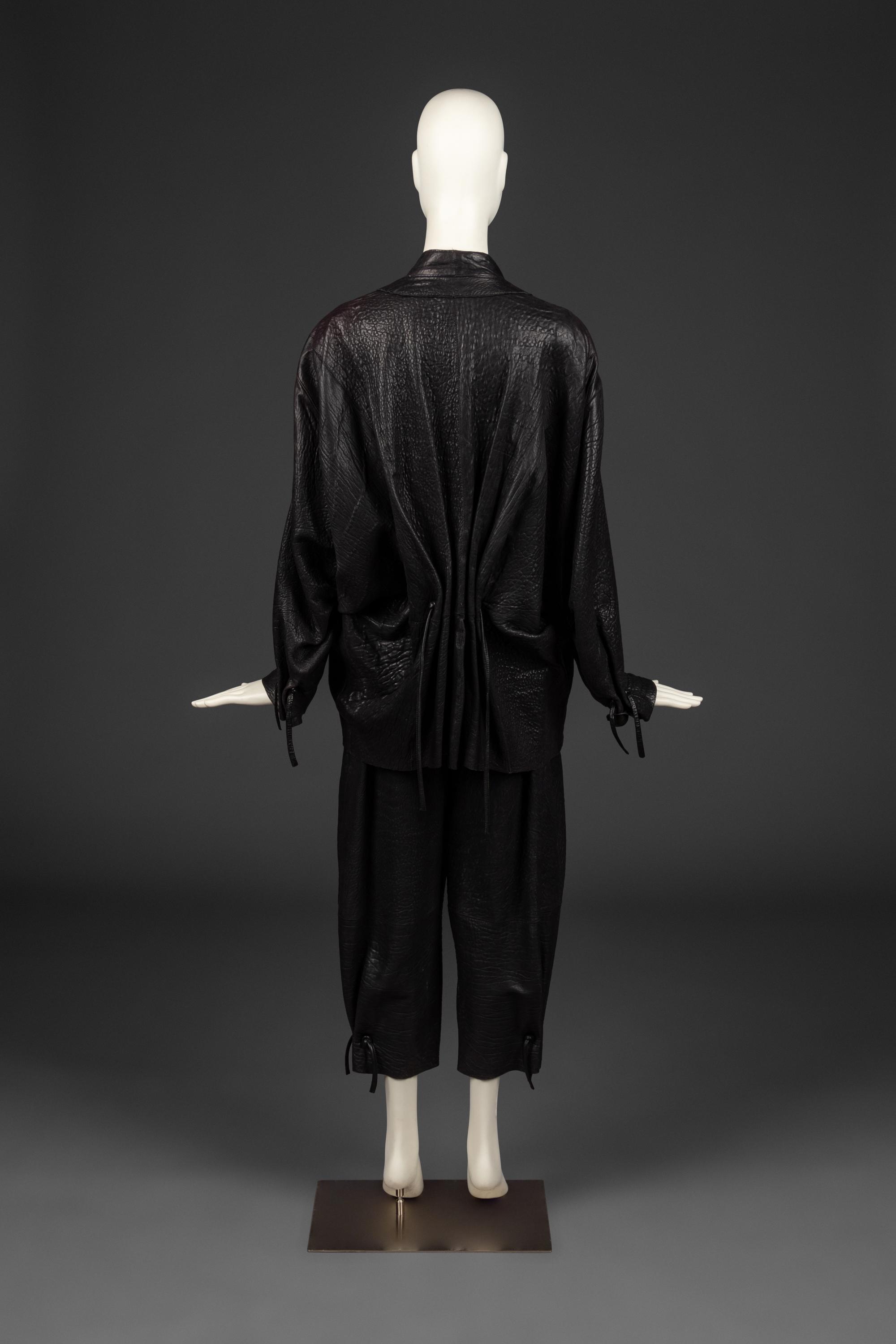 Issey Miyake Black Leather Ensemble, 1980s