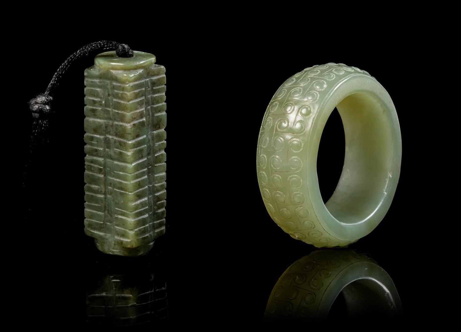 Two Celadon Jade Pendants Diameter 2 inches.