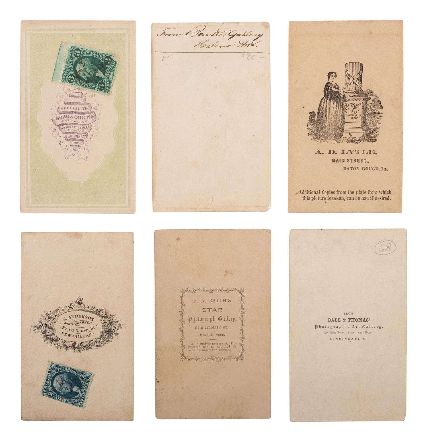 [CIVIL WAR]. A group of 6 CDVs of unidentified Brown Water Navy officers, incl. a portrait by African American photographers Ball & Thomas of Cincinnati, Ohio.