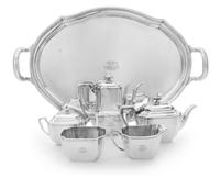 An American Silver Five-Piece Tea and Coffee Service, Tiffany & Co., New York, NY, First Half 20th Century, Hampton pattern, comprising