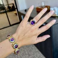 An 18K yellow gold, synthetic sapphire, and enamel bracelet