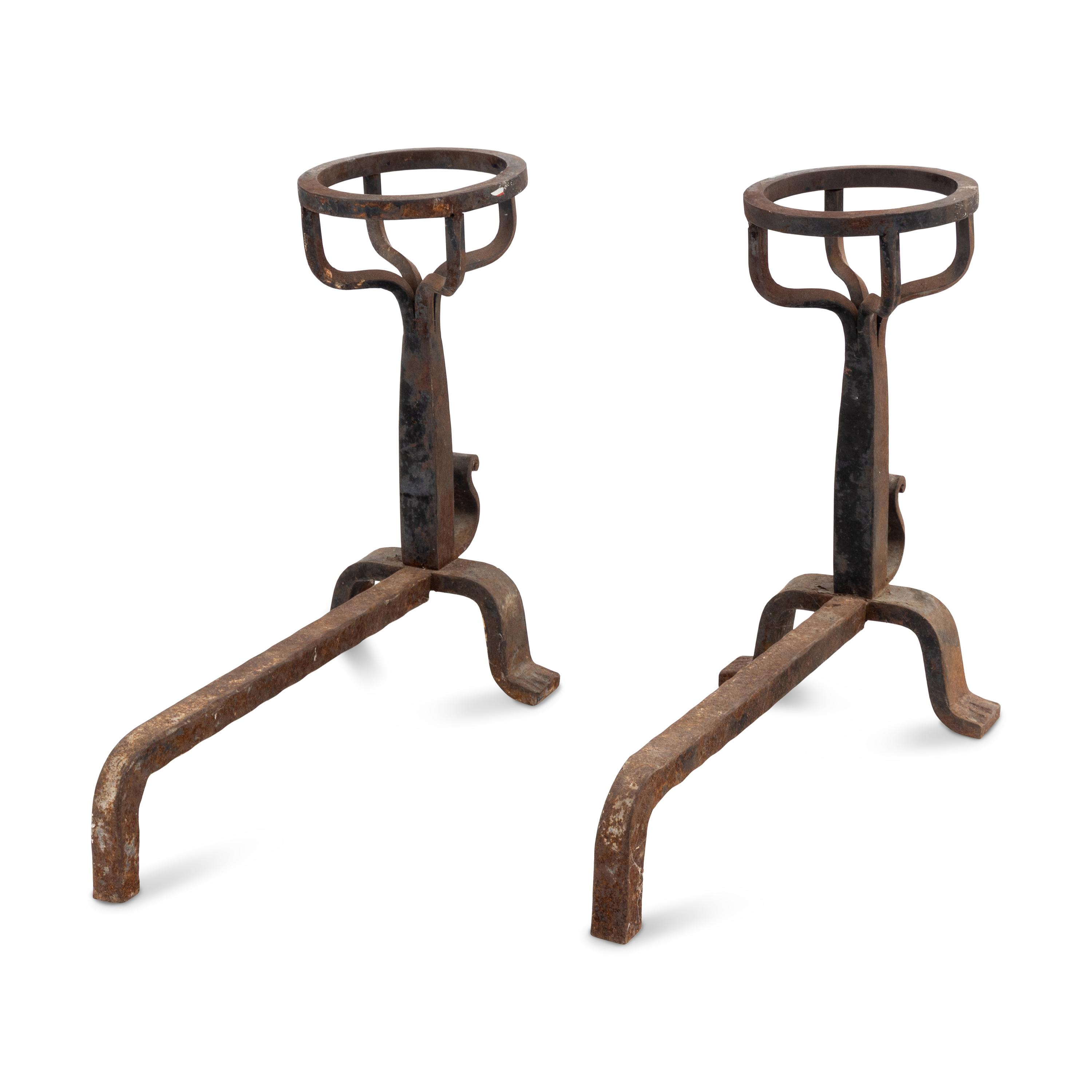 A Pair of Iron Posset Andirons