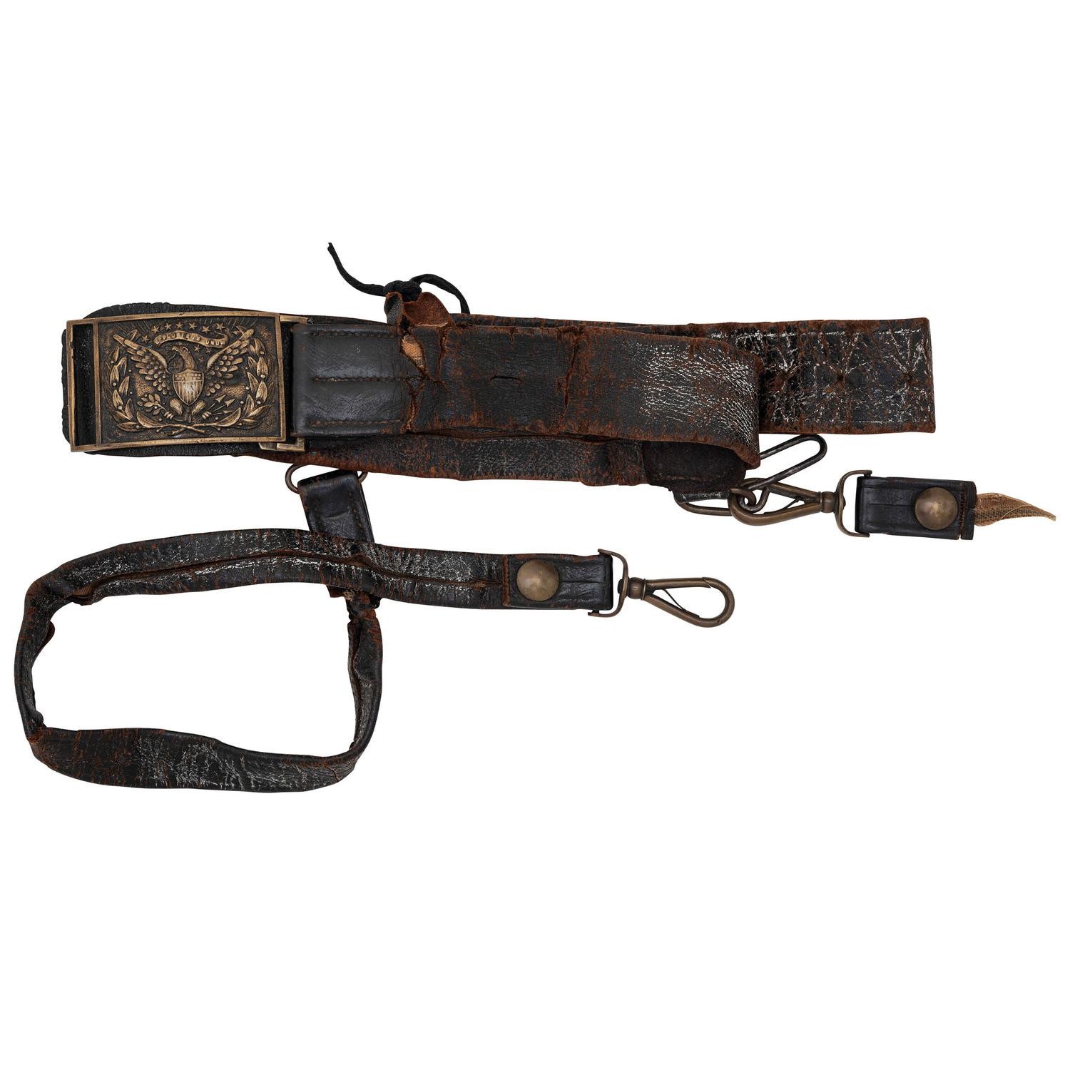 US Model 1851 Sword Belt Plate with Relic Folded & Sewn Leather Saber Belt