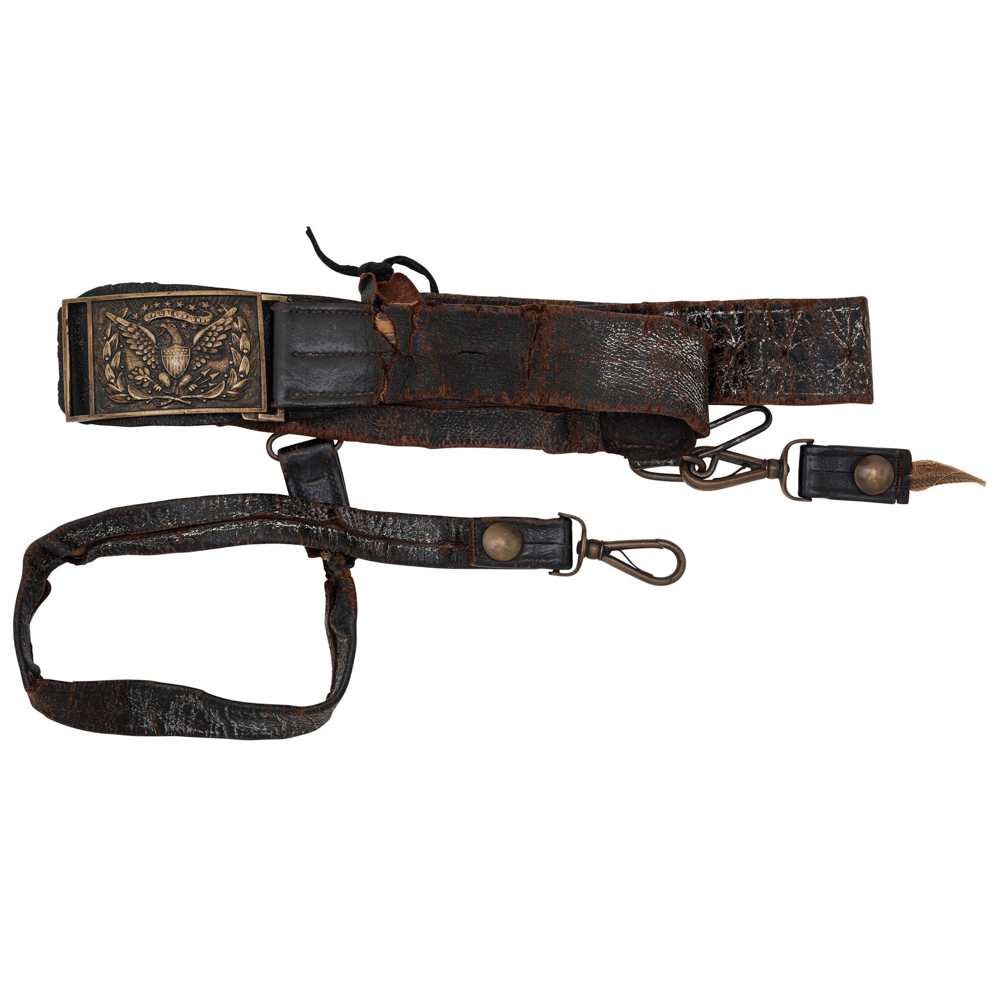 US Model 1851 Sword Belt Plate with Relic Folded & Sewn Leather Saber Belt